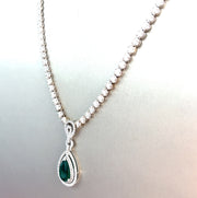 1.69 ctw Natural Emerald Diamond Necklace in 18k White Gold