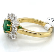 Emerald and Diamond Halo Ring