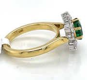 Emerald and Diamond Halo Ring