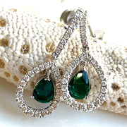 1.03 ctw Pear Shaped Emeralds with 0.46 ctw Diamonds set in 18k White Gold