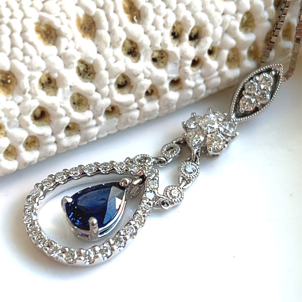 Blue sapphire and diamond pendant