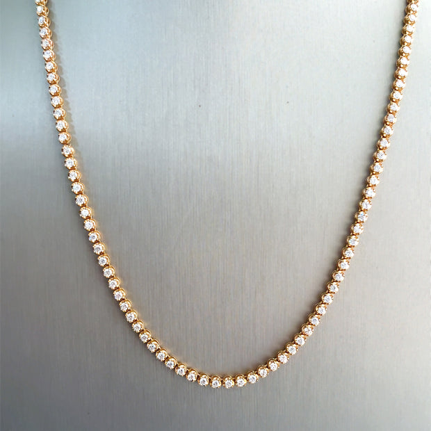 Natural Round Brilliant 9.50ctw diamonds 18k Rose Gold Necklace length 33 inches