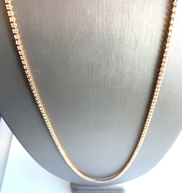 Natural Round Brilliant 9.50ctw diamonds 18k Rose Gold Necklace length 33 inches