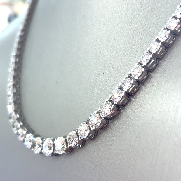 Natural 17.15 ctw RB Diamonds set in 18k White Gold Tennis necklace 17 inches