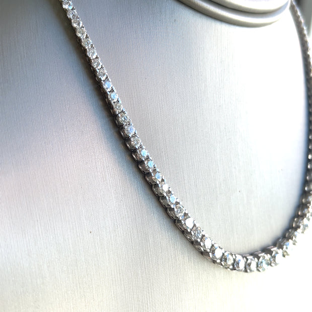 Natural 17.15 ctw RB Diamonds set in 18k White Gold Tennis necklace 17 inches