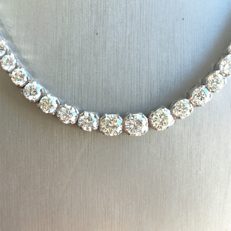 Natural 17.15 ctw RB Diamonds set in 18k White Gold Tennis necklace 17 inches