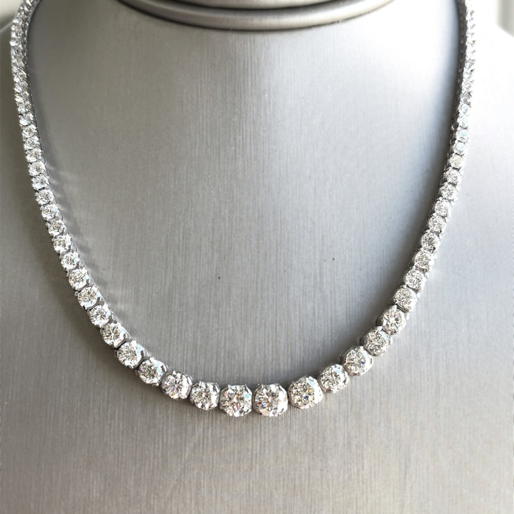 Natural 17.15 ctw RB Diamonds set in 18k White Gold Tennis necklace 17 inches