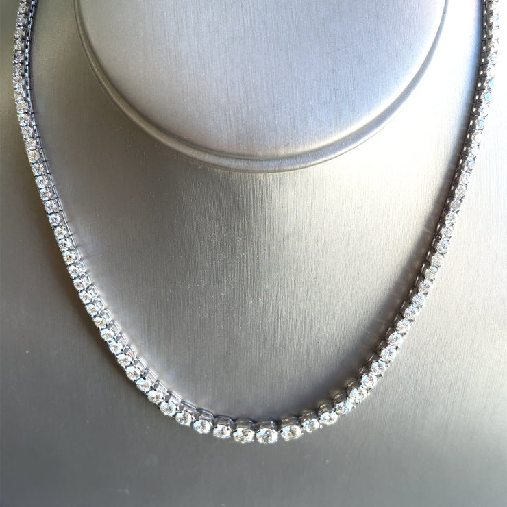 Natural 17.15 ctw RB Diamonds set in 18k White Gold Tennis necklace 17 inches