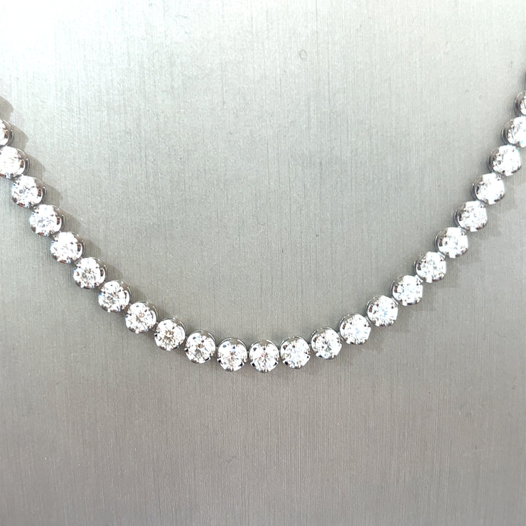 Natural 13.01ctw Round Brilliant Diamonds set in 18k White Gold Necklace 16.5 inches