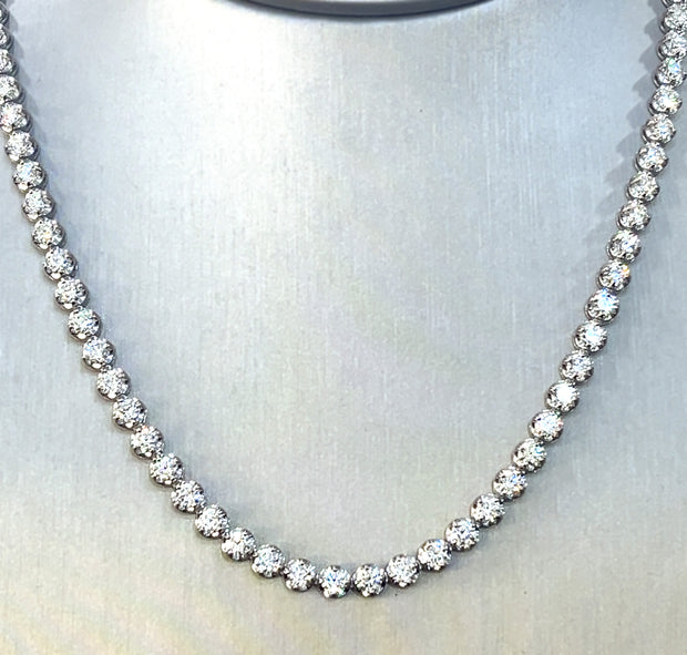 Natural 13.01ctw Round Brilliant Diamonds set in 18k White Gold Necklace 16.5 inches