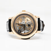 Pre-owned Patek Phillippe SKELETON Dial 5303R-001 BLACK CROCODILE with original box & papers new without use