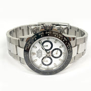 PRE-OWNED ROLEX DAYTONA watch 116500LN STAINLESS STEEL White DIAL AND Black BEZEL 40mm with original box and papers