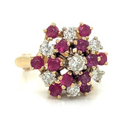 Vintage Estate Cocktail Ruby app. 1ctw & Diamond app. 1.50ctw Ring 14KYG adjust size