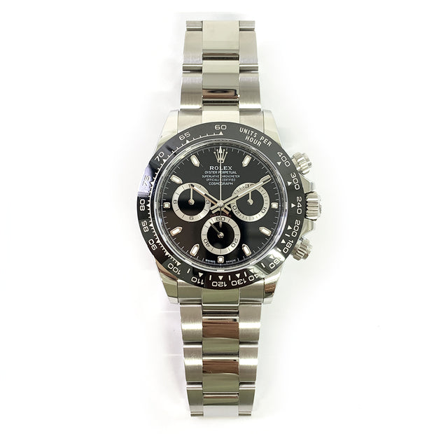 Pre-owned Rolex Daytona 116500LN watch, Oyster Perpetual, Black Dial, Stainless Steel, 40mm, with original box and papers