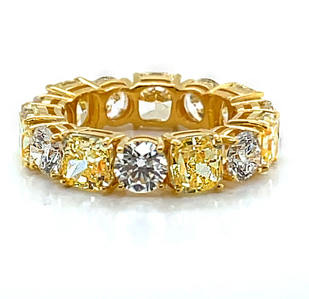 Natural 6.38ctw fancy yellow diamonds GIA-certifi with natural 3.0ctw diamonds 18k yellow gold ring