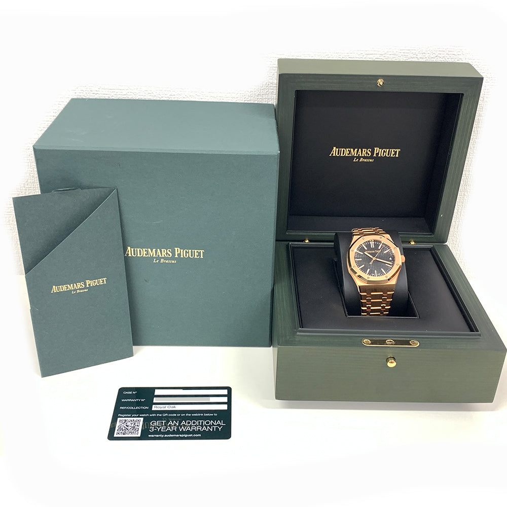 Pre-Owned Audemars Piguet Royal Oak 41mm 18k Rose Gold Black Dial