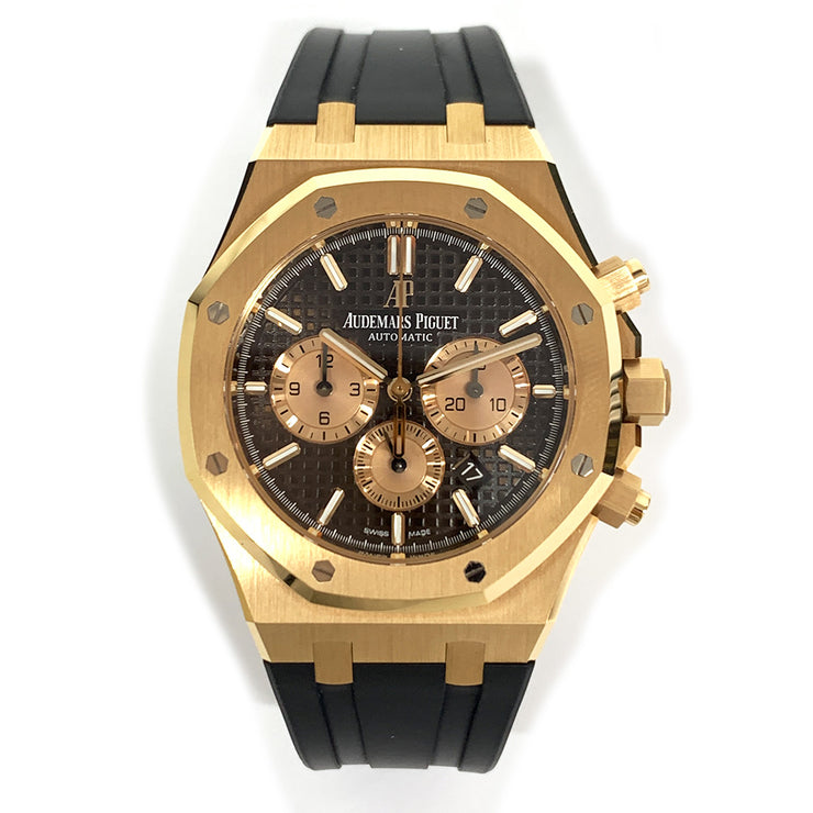 Pre-owned Audemars Piguet ROYAL OAK SELFWINDING CHRONOGRAPH Brown dial 26331OR.OO.D821CR.01 with original box and cards