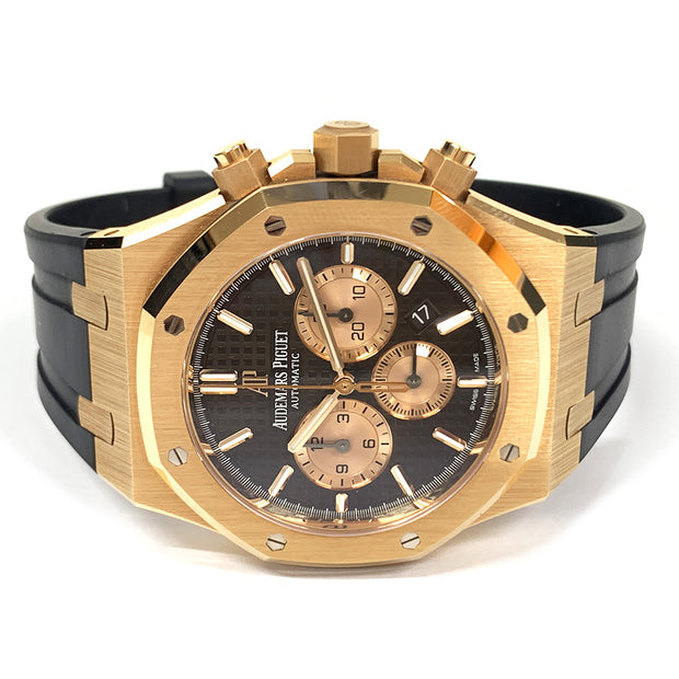 Pre-owned Audemars Piguet ROYAL OAK SELFWINDING CHRONOGRAPH Brown dial 26331OR.OO.D821CR.01 with original box and cards