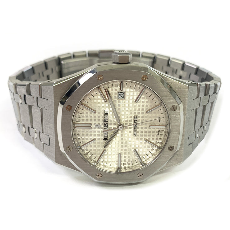 PRE-OWNED AUDEMARS PIGUET ROYAL OAK 41MM SILVER DIAL 15400ST.OO.1220ST.02 STEEL BRACELET ORIGINAL BOX&PAPERS