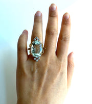 16.84 ct Aquamarine with 0.4 ctw Diamond Estate Ring