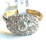 Natural app. 1.70ctw old european cut diamonds 14k 2-tone gold antique ring 6.75