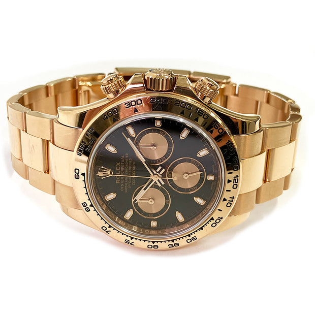 Pre-owned Rolex Daytona Cosmograph 40mm BLACK dial 18K Rose Gold Watch 116505 original BOX and Papers