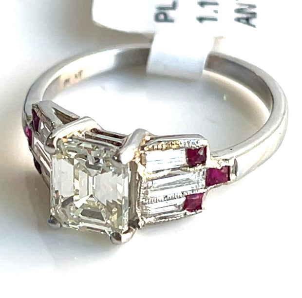 Emerald cut Diamond Art Deco Engagement ring