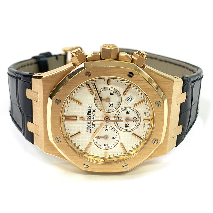 Pre-owned Audemars Piguet ROYAL OAK CHRONOGRAPH silver dial 26320OR.OO.D088CR.01 with original box and papers