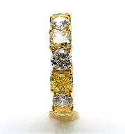 Natural 6.38ctw fancy yellow diamonds GIA-certifi with natural 3.0ctw diamonds 18k yellow gold ring