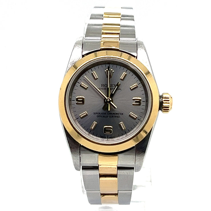 Pre-Owned Rolex Lady's Oyster perpetual 76183 Two Tone color with Smooth Bezel