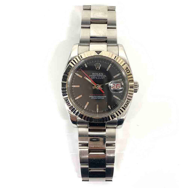 Pre-owned Rolex oyster perpetual Datejust Thunderbird 116264 black dial with original box and papers