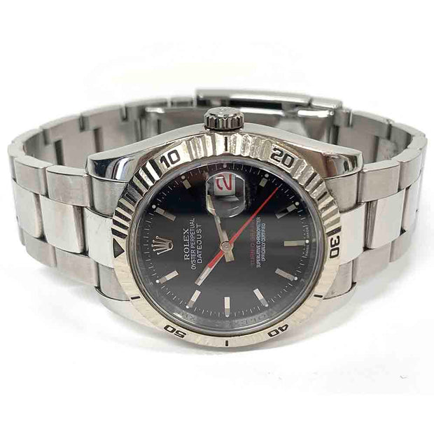 Pre-owned Rolex oyster perpetual Datejust Thunderbird 116264 black dial with original box and papers