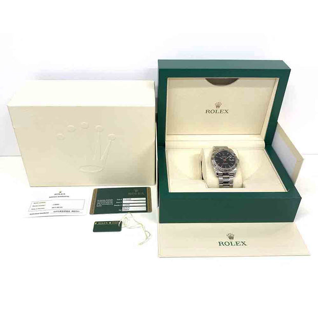 Pre-owned Rolex oyster perpetual Datejust Thunderbird 116264 black dial with original box and papers