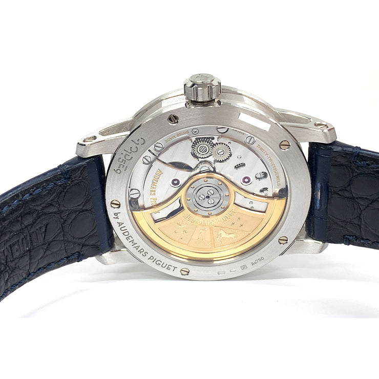 PRE-OWNED AUDEMARS PIGUET CODE 11.59 41 mm BLUE DIAL BLUE CROCODILE 18KWG CASE 15210BC.OO.A002CR.01 WATCH