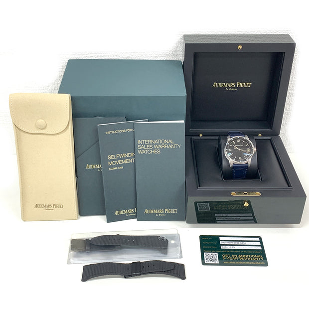 PRE-OWNED AUDEMARS PIGUET CODE 11.59 41 mm BLUE DIAL BLUE CROCODILE 18KWG CASE 15210BC.OO.A002CR.01 WATCH