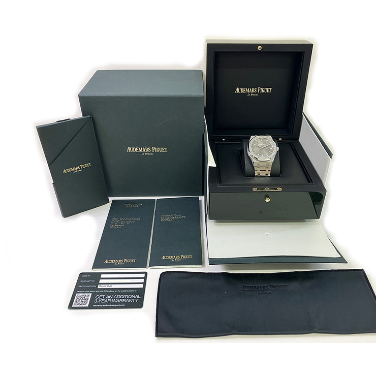 PRE-OWNED AUDEMARS PIGUET ROYAL OAK 41MM GREY DIAL 15500ST.OO.1220ST.02 STEEL BRACELET ORIGINAL BOX&CARD