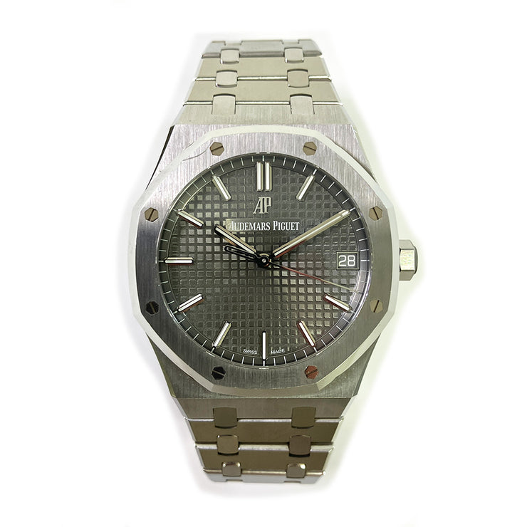 PRE-OWNED AUDEMARS PIGUET ROYAL OAK 41MM GREY DIAL 15500ST.OO.1220ST.02 STEEL BRACELET ORIGINAL BOX&CARD