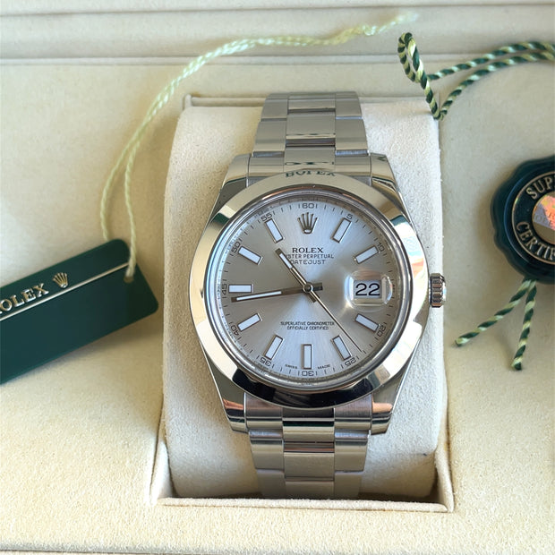 Pre-owned Rolex watch 116300 Oyster Perpetual Datejust 2 Silver index dail with original Box and Paper