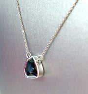 Natural Clear Smoky Blue No-Heat CEYLON Sapphire 1.55 CT 18K White Gold Necklace 18in"