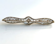 14K White Gold Antique Natural Diamond Brooch