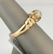 Victorian Antique old mine-cut cushion diamond 1.0 ct 14k yellow gold ring 6.0