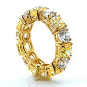 Natural 6.38ctw fancy yellow diamonds GIA-certifi with natural 3.0ctw diamonds 18k yellow gold ring