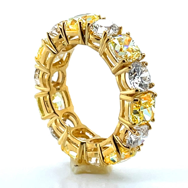 Natural 6.38ctw fancy yellow diamonds GIA-certifi with natural 3.0ctw diamonds 18k yellow gold ring