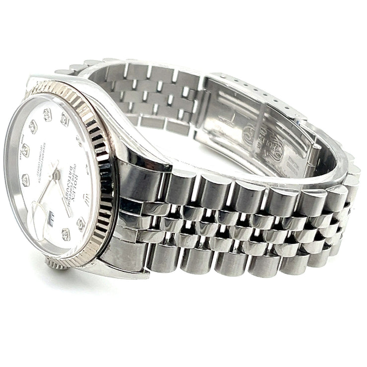 Pre-Owned Rolex Datejust 16234 Silver Jubilee Bracelet with Silver Bezel