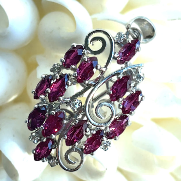 Vintage Ruby and diamond Pendant / Brooch