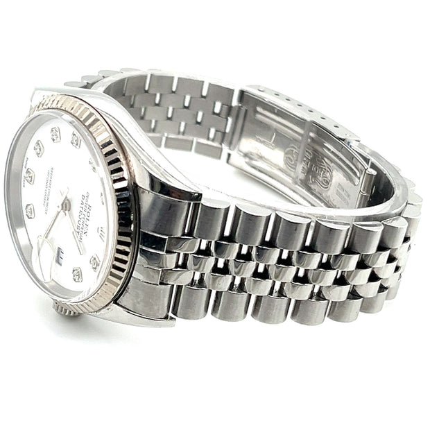 Pre-Owned Rolex Datejust 16234 Silver Jubilee Bracelet with Silver Bezel