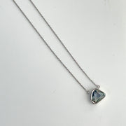 Natural clear Smoky Blue No-Heat CEYLON Sapphire 1.55ct 18K white gold necklace 18 inches