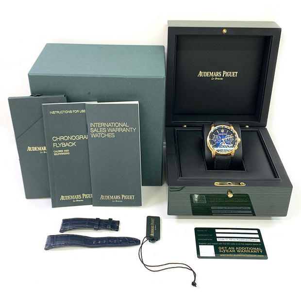 Pre-owned Audemars Piguet 26393OR.OO.A002KB.03 BLUE dial TEXTILE Strap with original box & papers