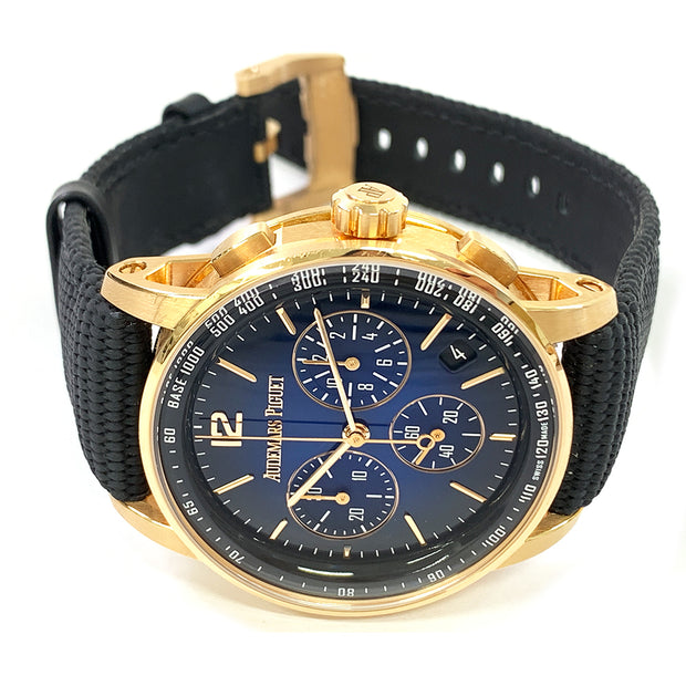 Pre-owned Audemars Piguet 26393OR.OO.A002KB.03 BLUE dial TEXTILE Strap with original box & papers