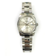 Pre-Owned Rolex Oyster Perpetual Date 115200 Stainless Steel silver dial with original box and paper